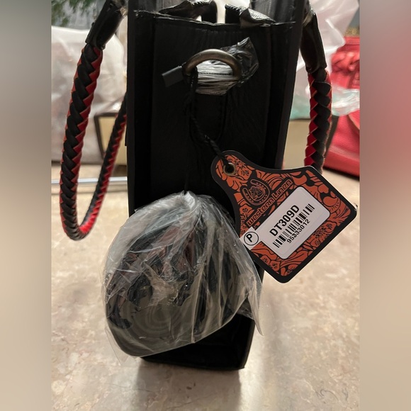 NWT Western Linen Red & Black Woven Checkered Leather Crossbody/Shoulder/Handbag - Picture 4 of 9